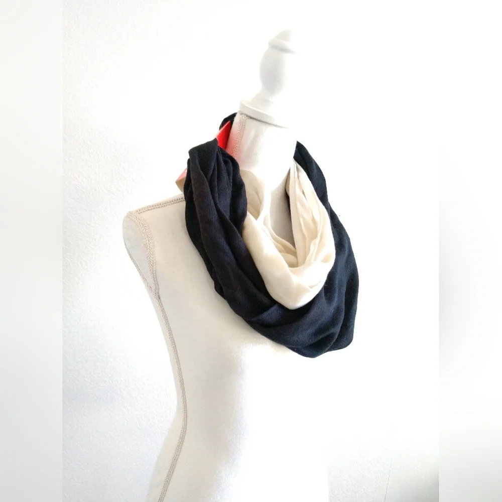 NEW Two Pack Infinity Scarf Fashion Scarves White/Cream with Black Walmart 6009